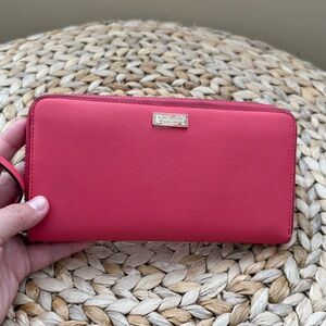 Kate Spade coral full size zip around wallet